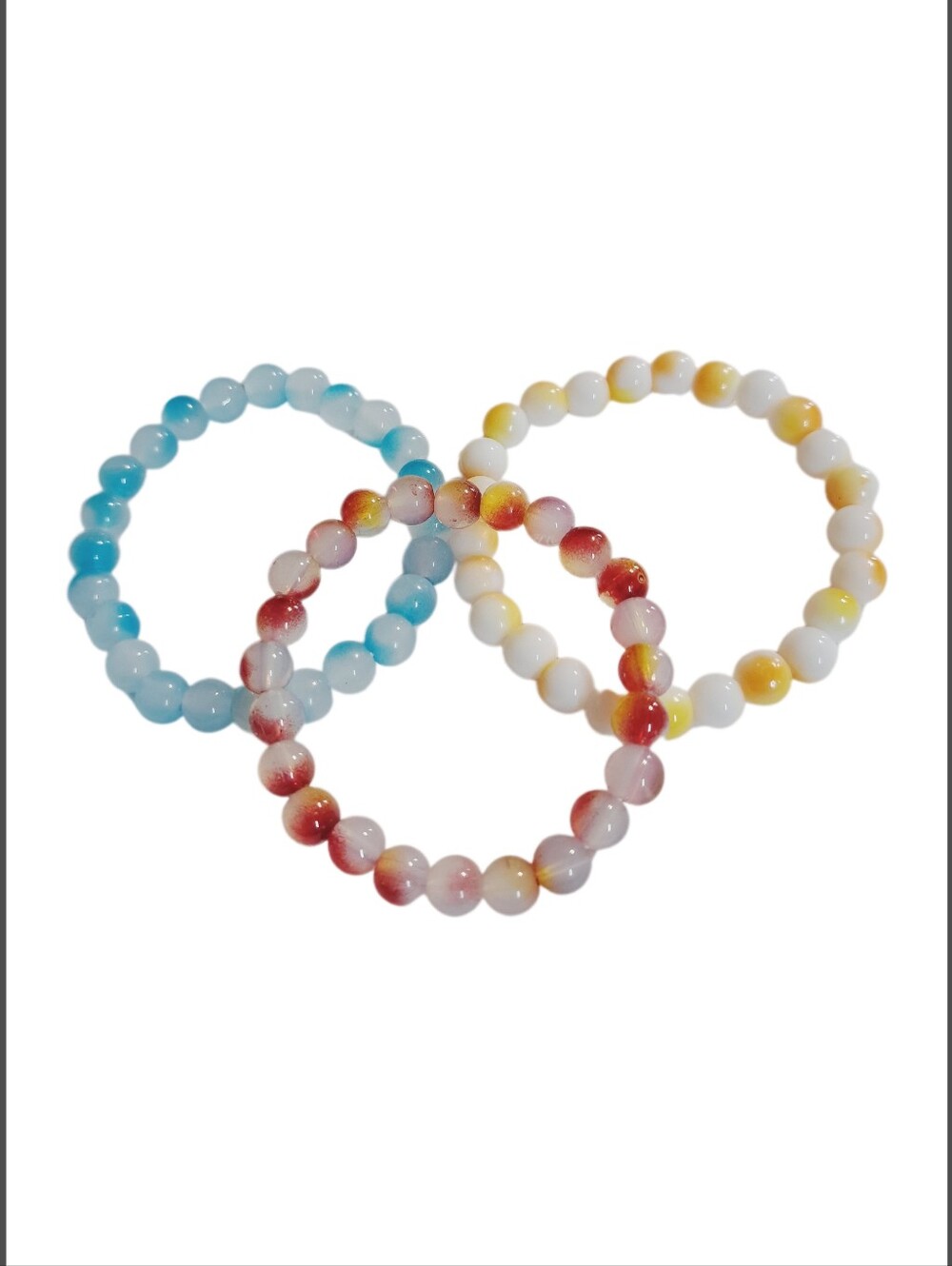 Slip-on Glass Beads Bracelets w/ Miscellaneous Color & Designs (3 Pcs) NWOT